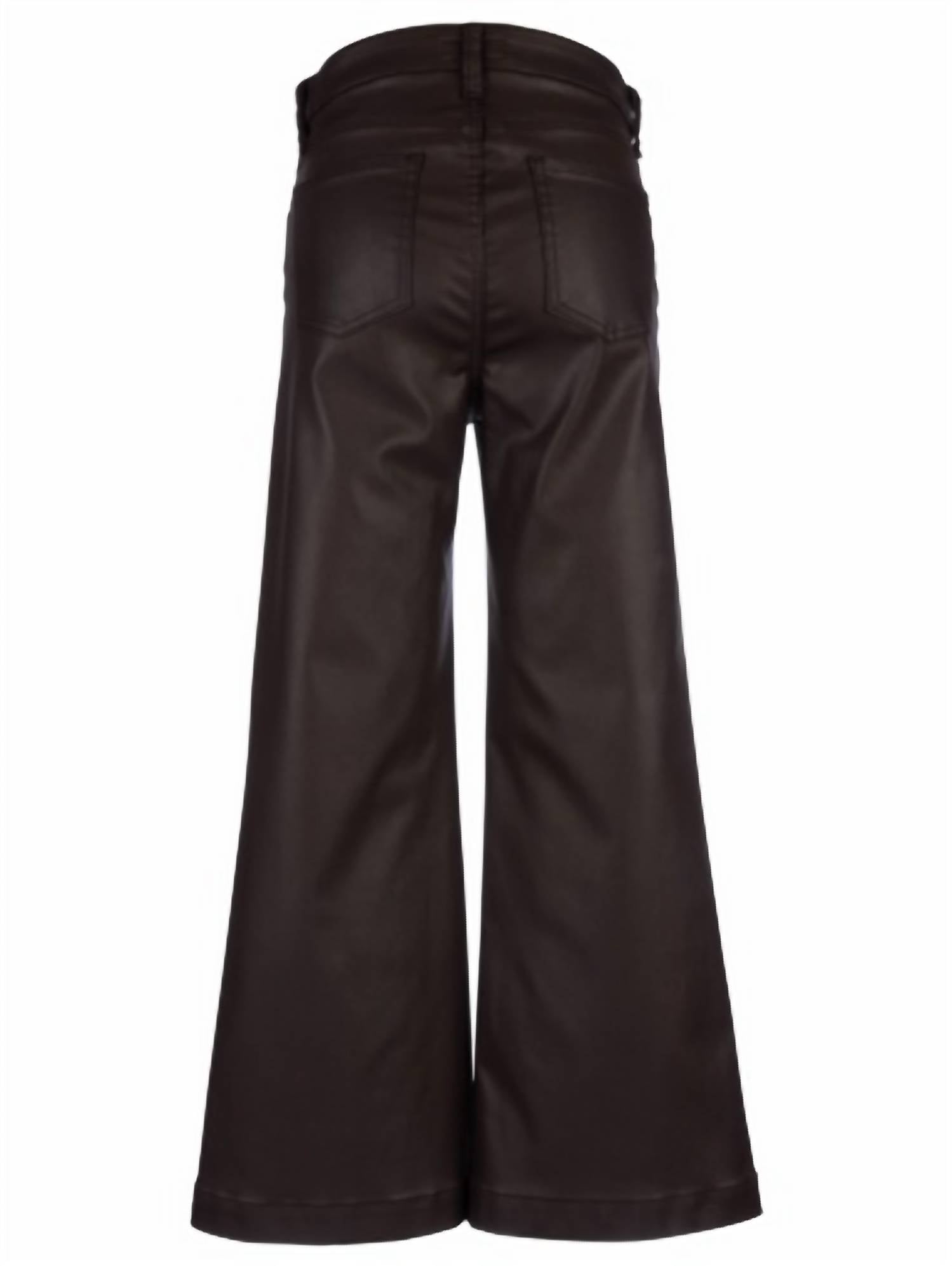 KUT FROM THE KLOTH Meg High Rise Wide Leg Coated Canvas Pants in chocolate 1 - women's pants - view 4