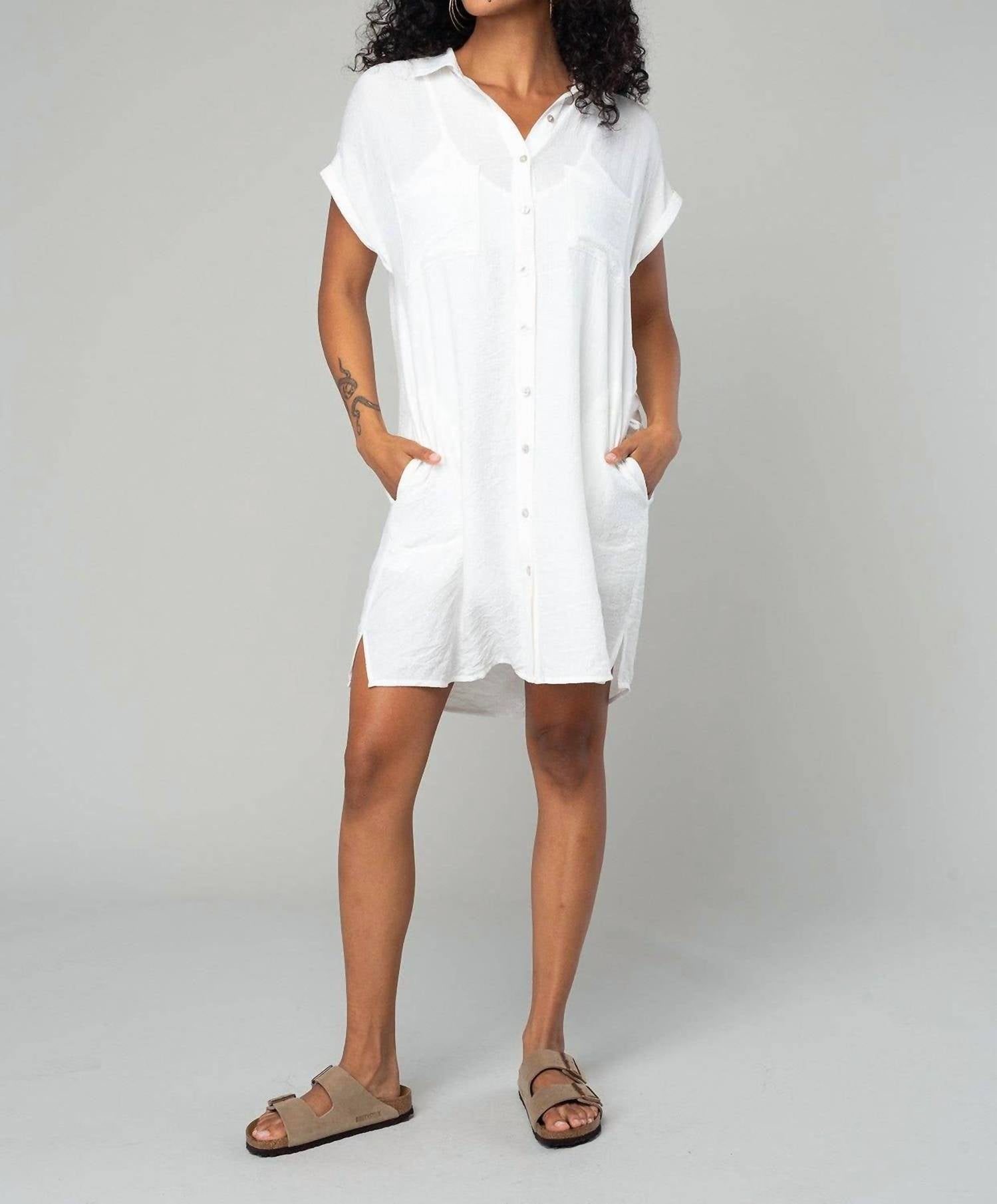 Lovestitch - Short Dolman Sleeve Mini Shirt Dress