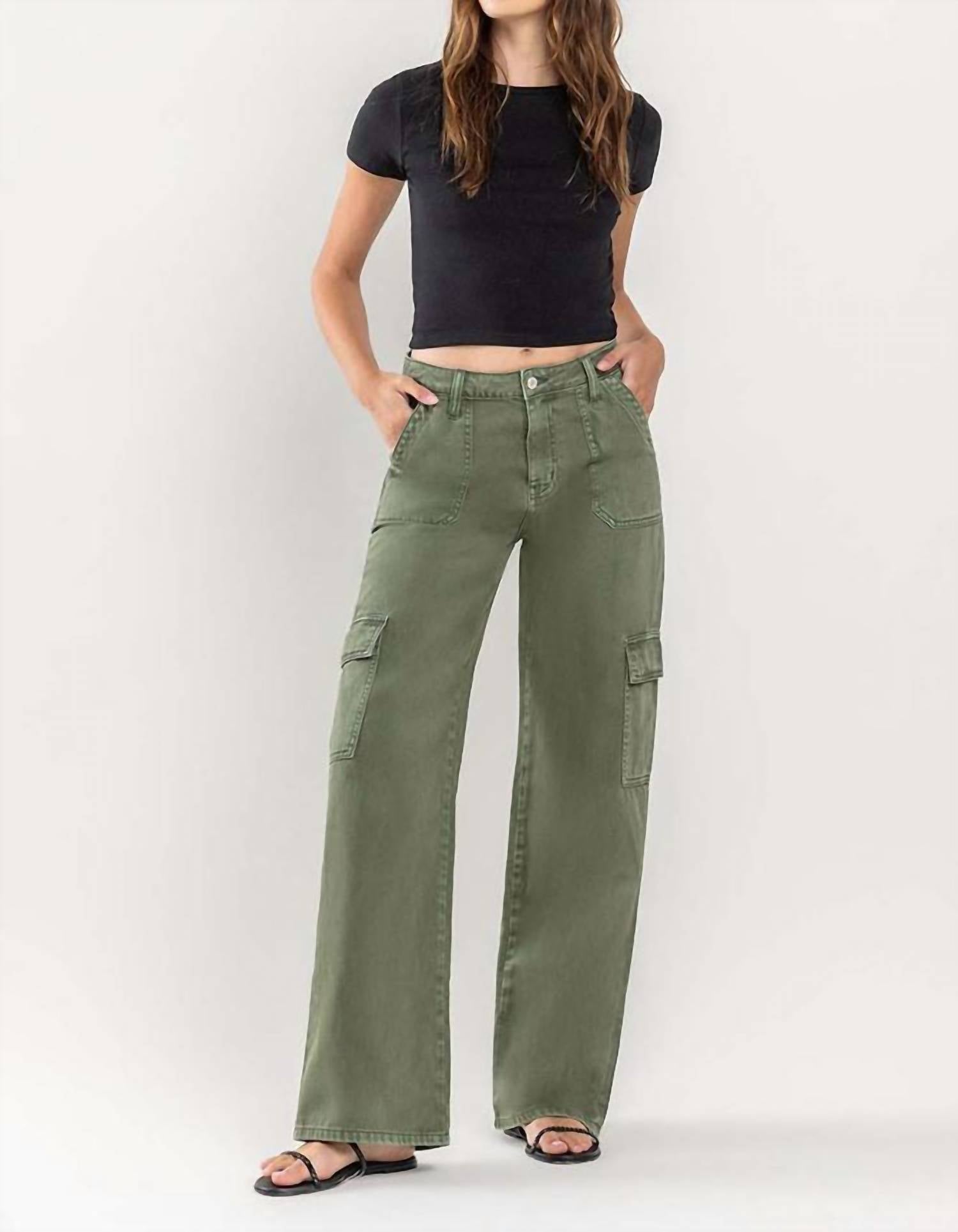 Vervet By Flying Monkey - High Rise Utility Cargo Wide Leg Jeans