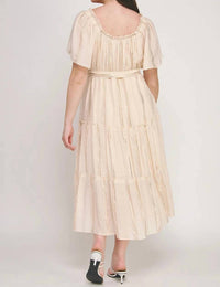 Winslow Collection - Papaya Gauze Ruffled Tiered Midi Dress