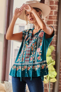 Andree By Unit - Embroidered Ruffle Top