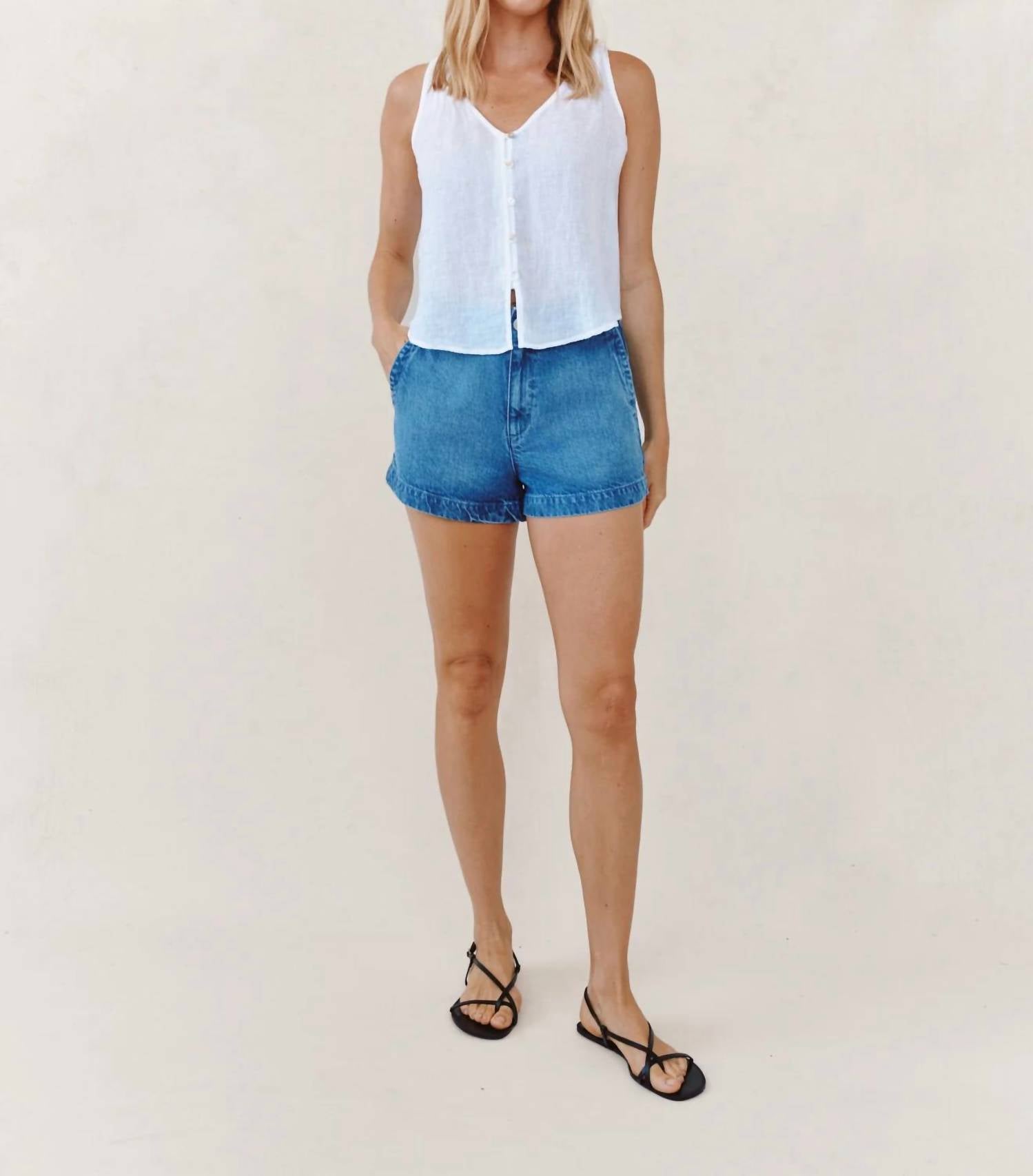 Bella Dahl - Sleeveless Pintuck V Neck Top
