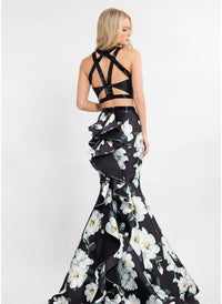 Rachel Allan - Two-piece Floral Mikado Mermaid Gown