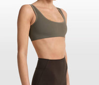 NikeSKIMS Ribbed Seamless Micro Scoop Bra in dune - women's intimate - detail view