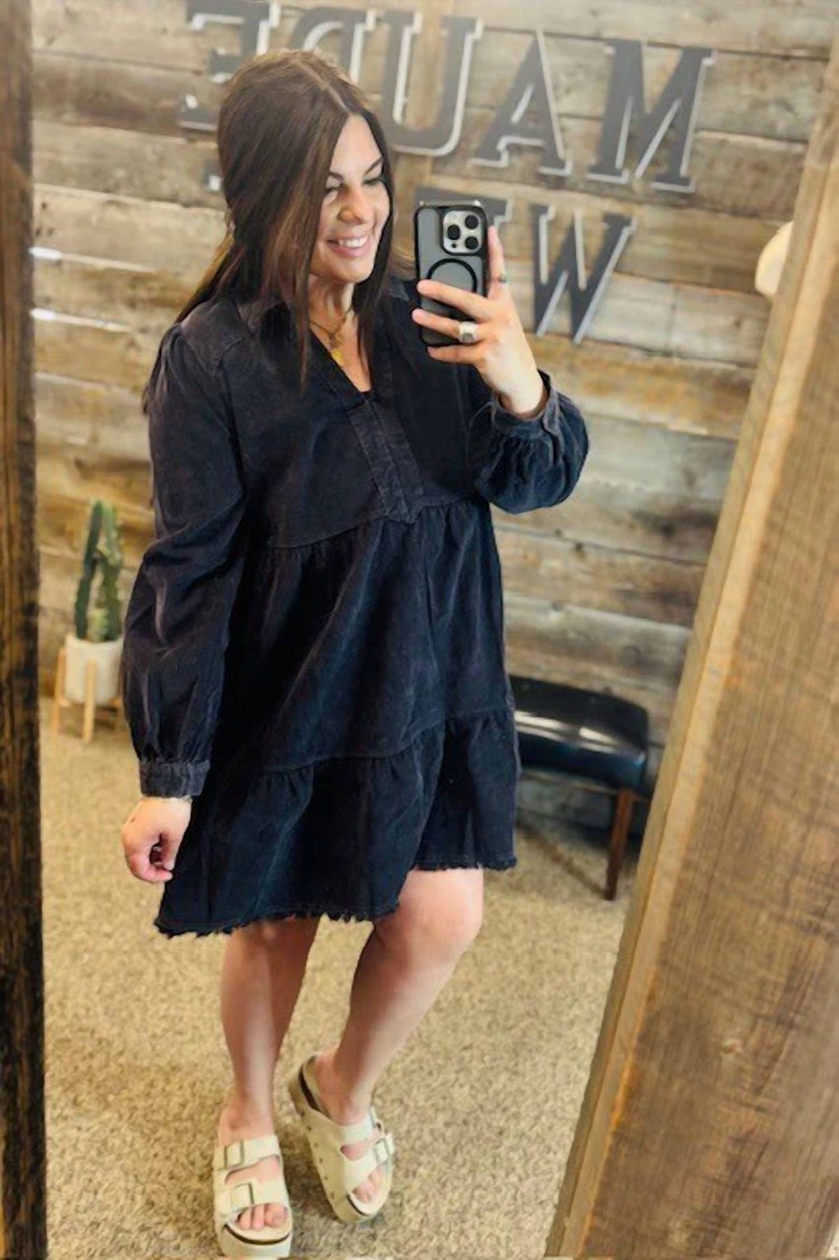 Umgee - Mineral Wash Collared Dress - Plus