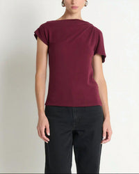 Nation LTD Rosie Knot Top in port 2 - women's t-shirt