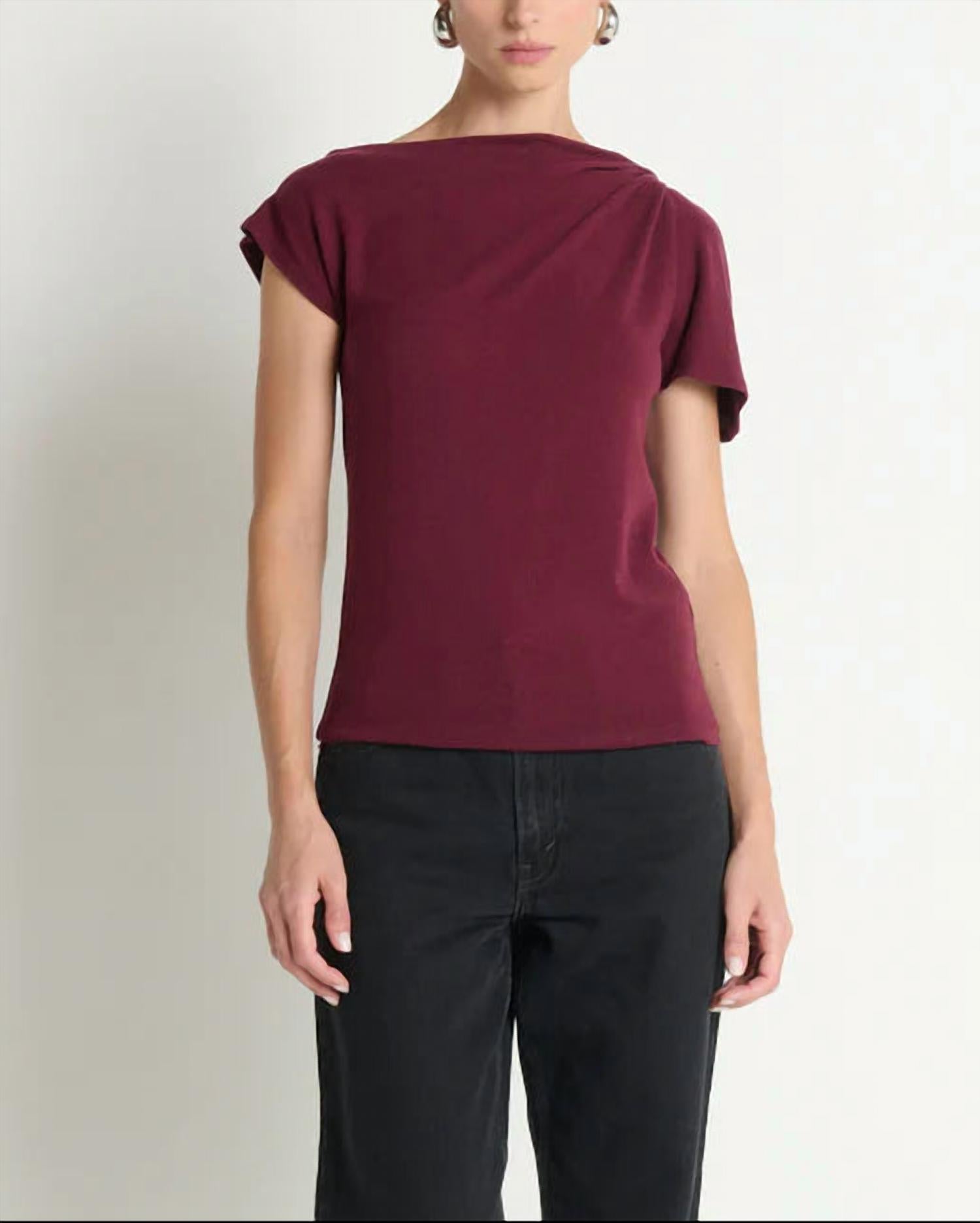 Nation LTD Rosie Knot Top in port 2 - women's t-shirt