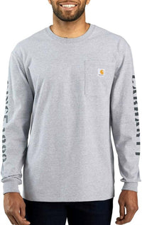 carhartt Men's Workwear Double Sleeve Graphic Long Sleeve T Shirt in heather gray - men's long sleeve top