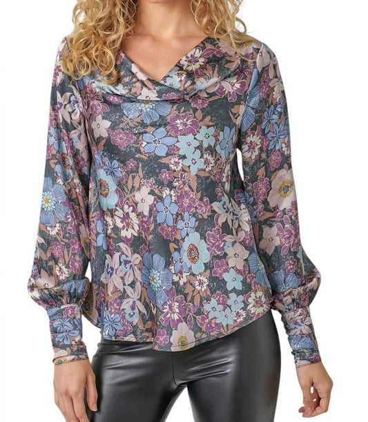 Mystree - Printed Cowl Neck Blouse