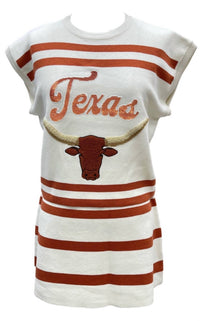 QUEEN OF SPARKLES Texas Longhorn Striped Short Sleeve Top in burnt orange white - women's t-shirt - view 6