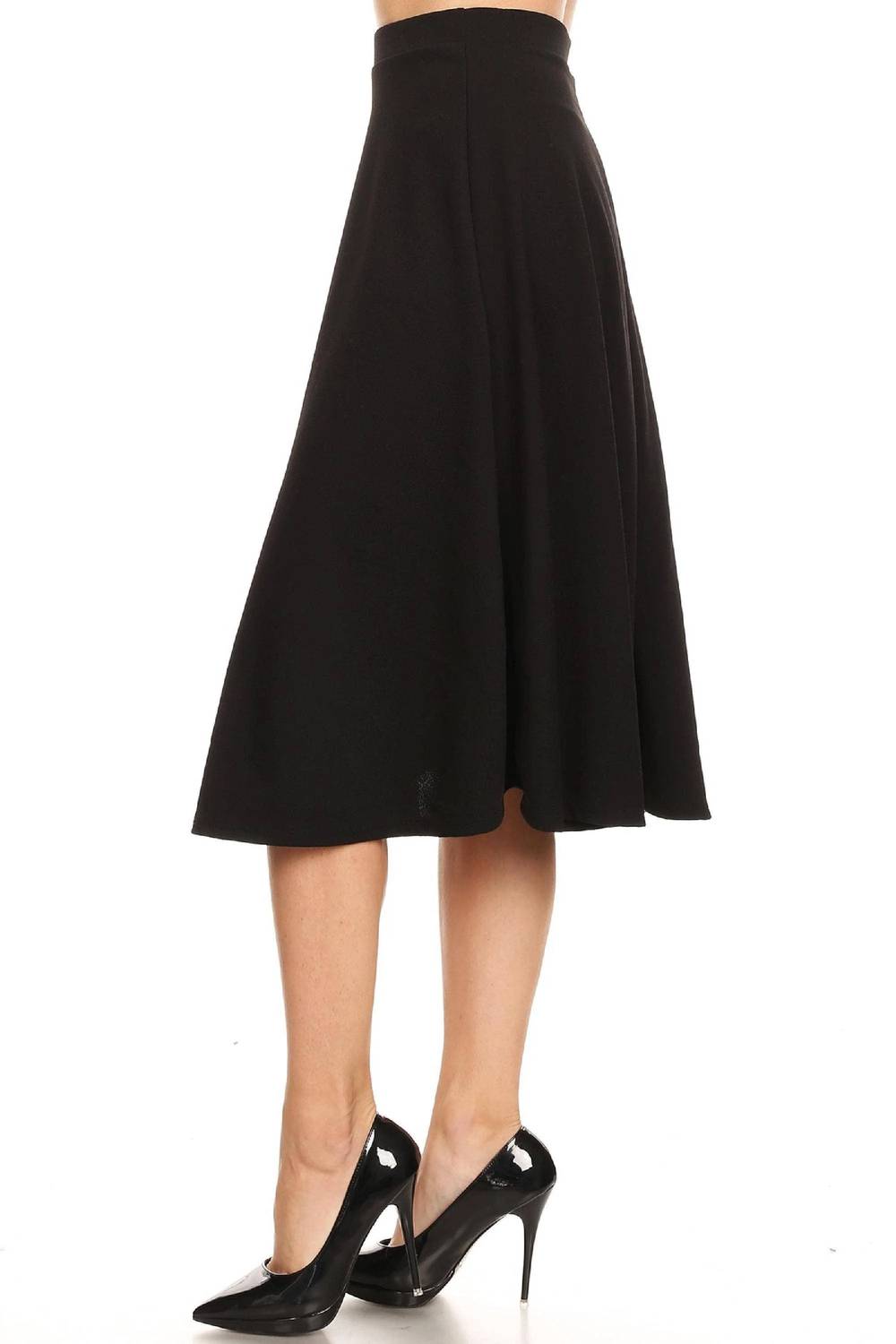 Moa Collection - Women's Solid Basic Casual Midi Skirt