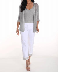 Frank Lyman Olympia Sequin Hem Denim Pants in off white - women's pants