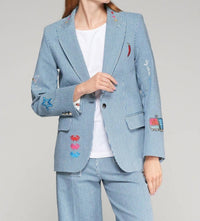 Vilagallo - Heather Embroidered Denim Raya Jacket