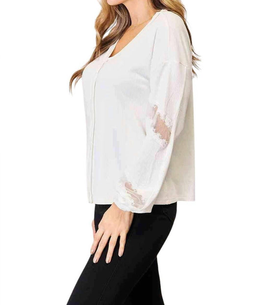 Double Take - Elegant Lace V-Neck Blouse