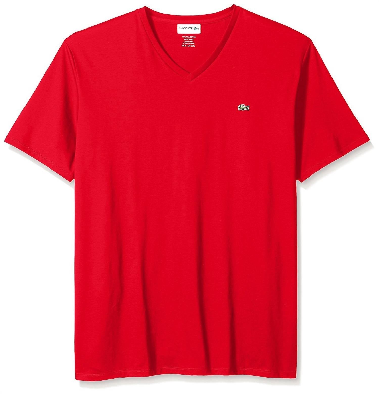 Lacoste - Men's Short Sleeve V-neck Pima Jersey T-shirt
