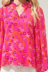 Sugarlips - Punch of Poppy Split Neck Blouse