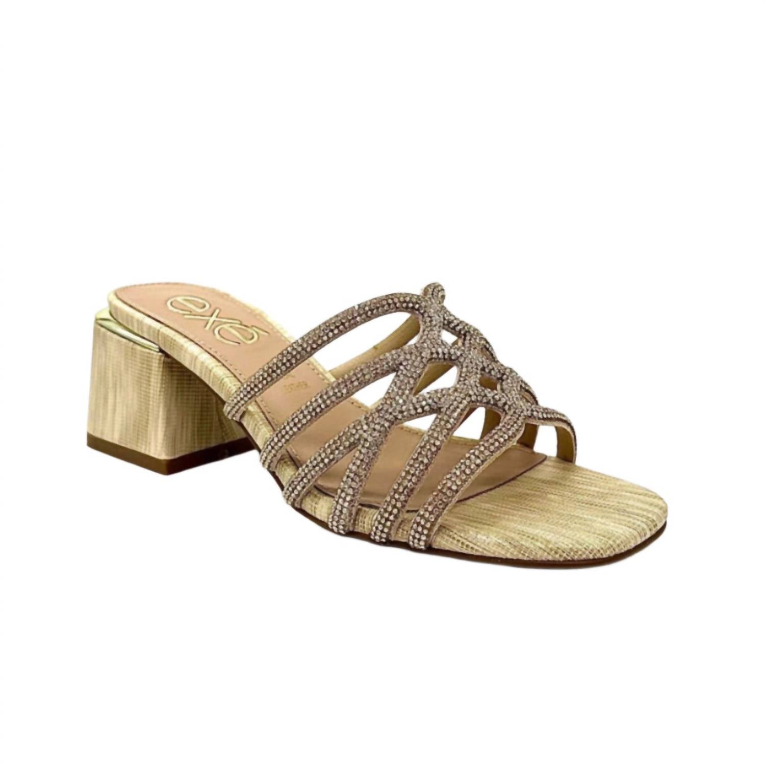 Exe Women's Carmen Block Heeled Evening Sandal in gold - women's heels - alternate view