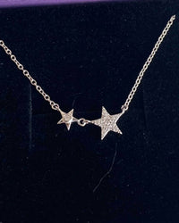 Jack and Jewelz Women's Double Star Pendant Necklace in silver - women's jewelry