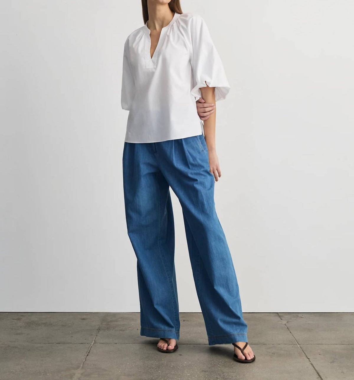 Tanya Taylor - Marine V-neck Balloon Sleeve Top