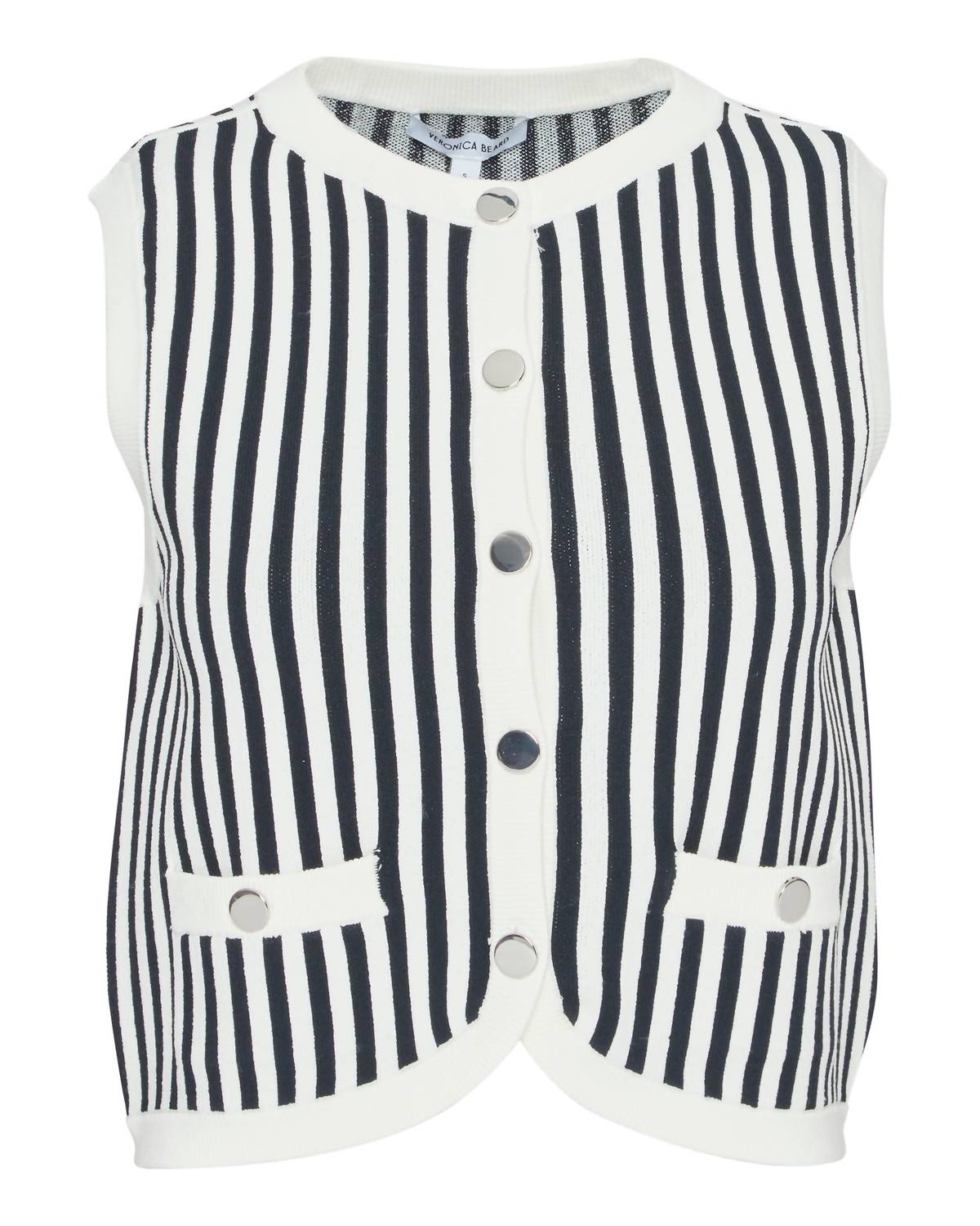 Veronica Beard Leland Sleeveless Vest in navy off white - women's jacket - view 4