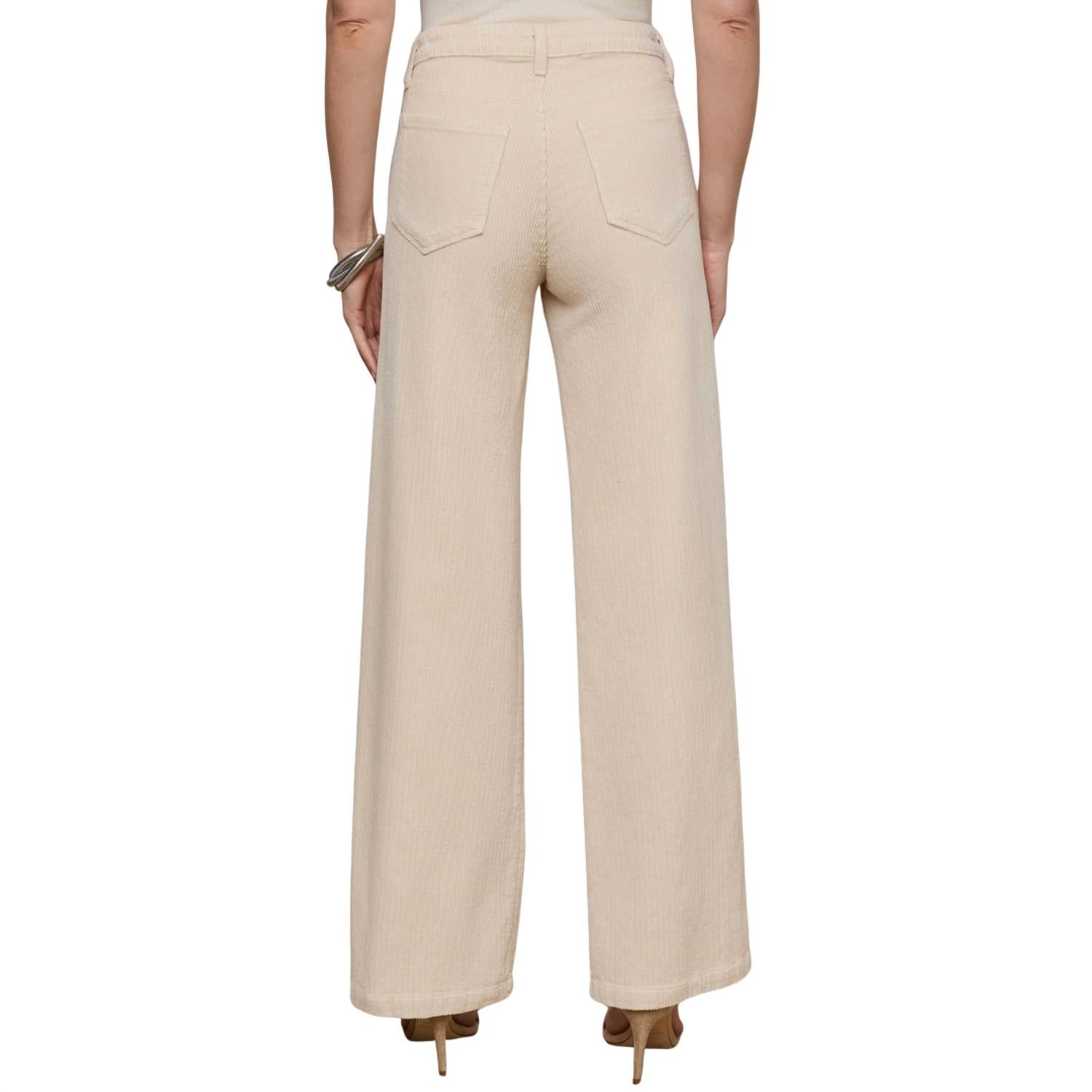 L'Agence Scott High Rise Wide Leg Corduroy Pant in french vanilla - women's jeans - view 5