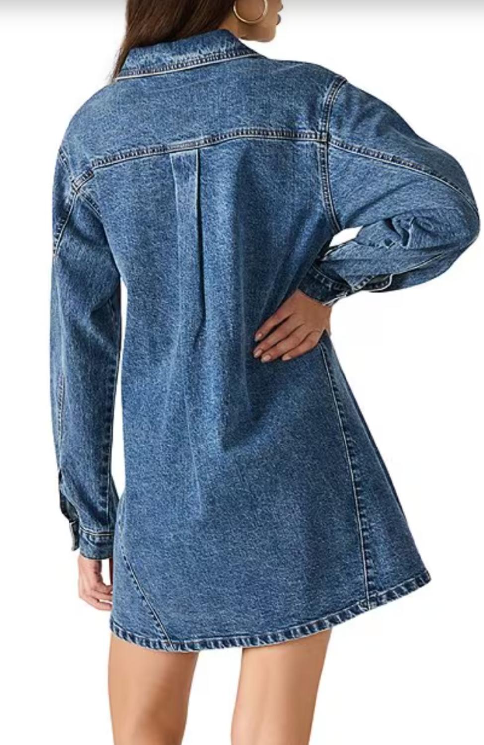 STEVE MADDEN Edith Shirt Dress in navy - women's dress - detail view