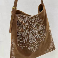 Dipped Shop Women's Boho Embroidered Shoulder Bag in brown - women's bag - alternate view