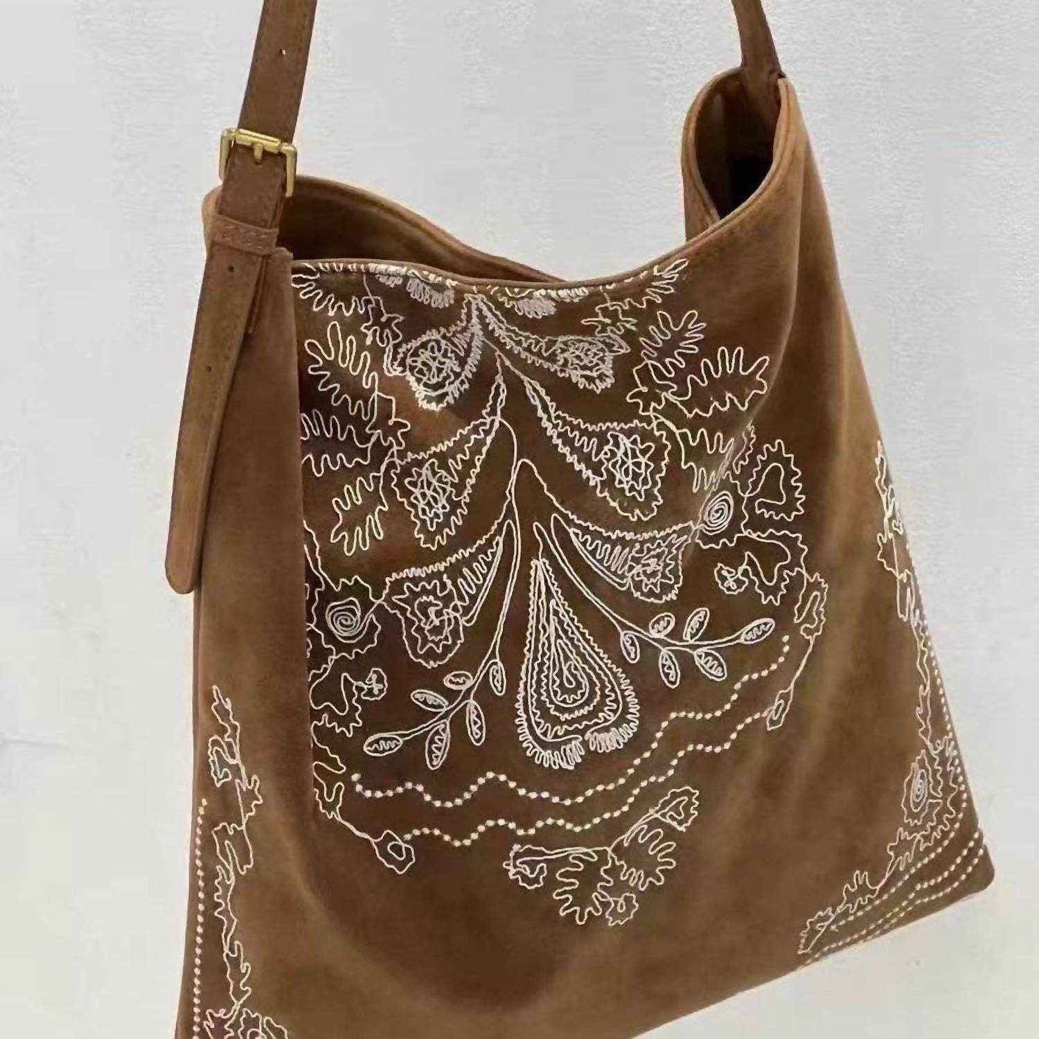Dipped Shop Women's Boho Embroidered Shoulder Bag in brown - women's bag - alternate view