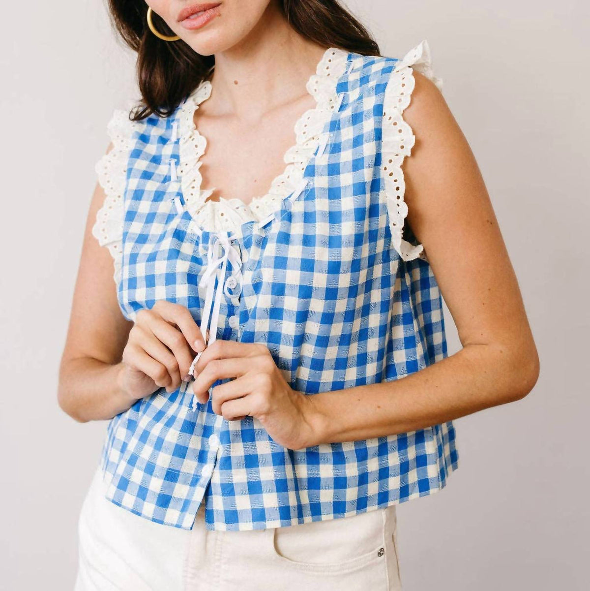 Sunshine Tienda - Gingham Birdie Top