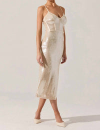 Astr - Liese Sequin Bustier Midi Dress