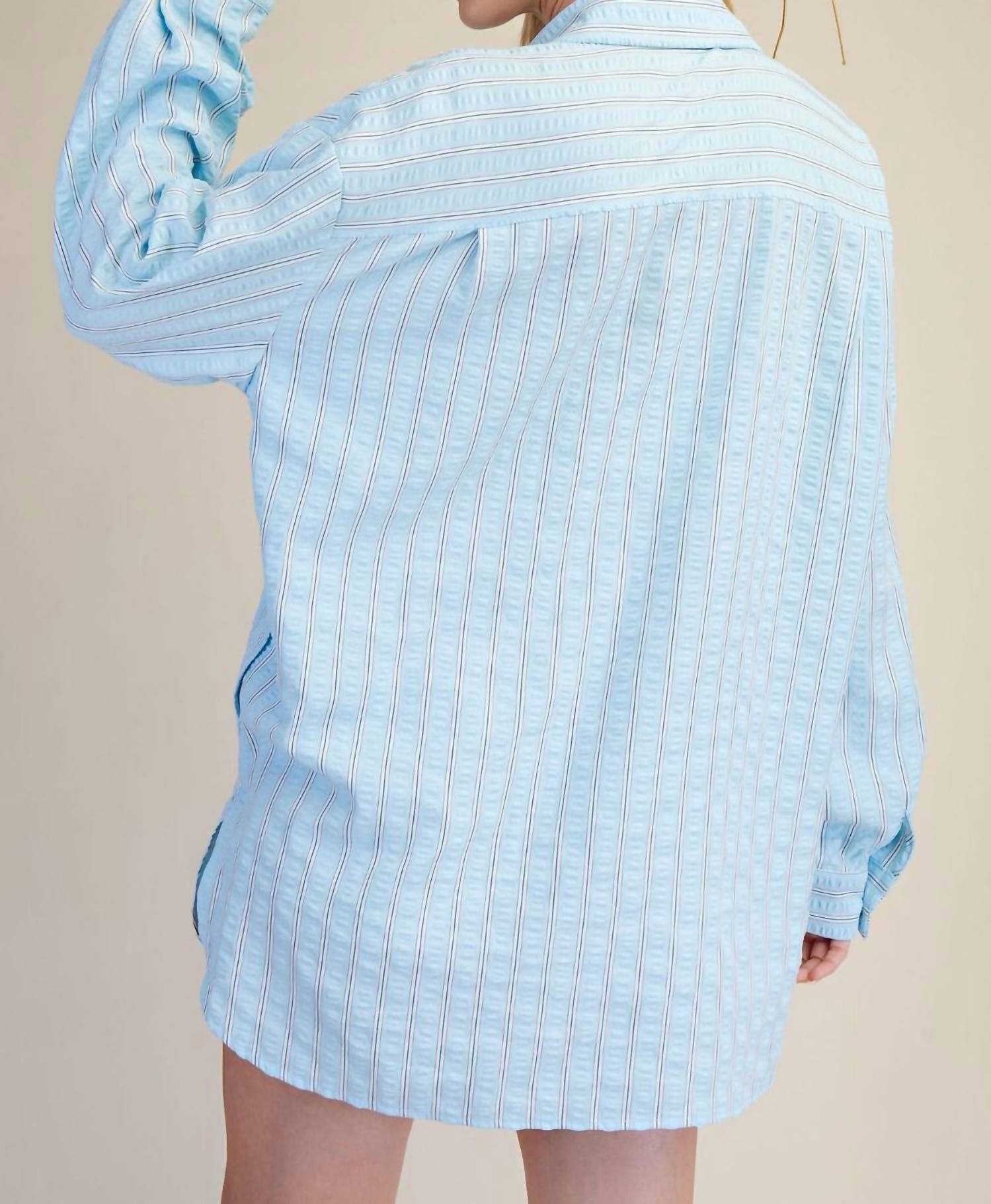 Easel - Long Sleeve Button Down Seersucker Shirt