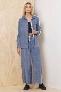 Vintage Havana - Tencel Shirt With Contrast Taping