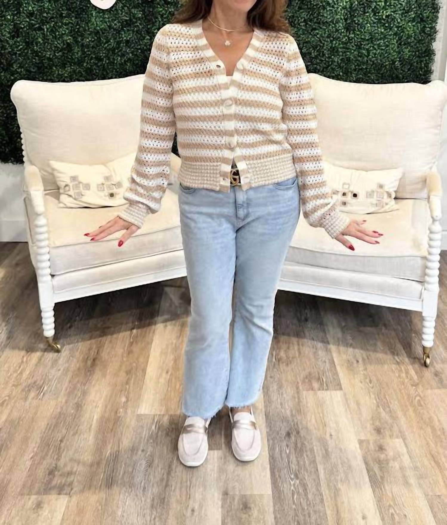 Elan - V-neck Striped Cardigan