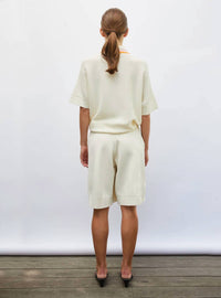 Molli - Rickrack Collar Loose-fitting Knit Top