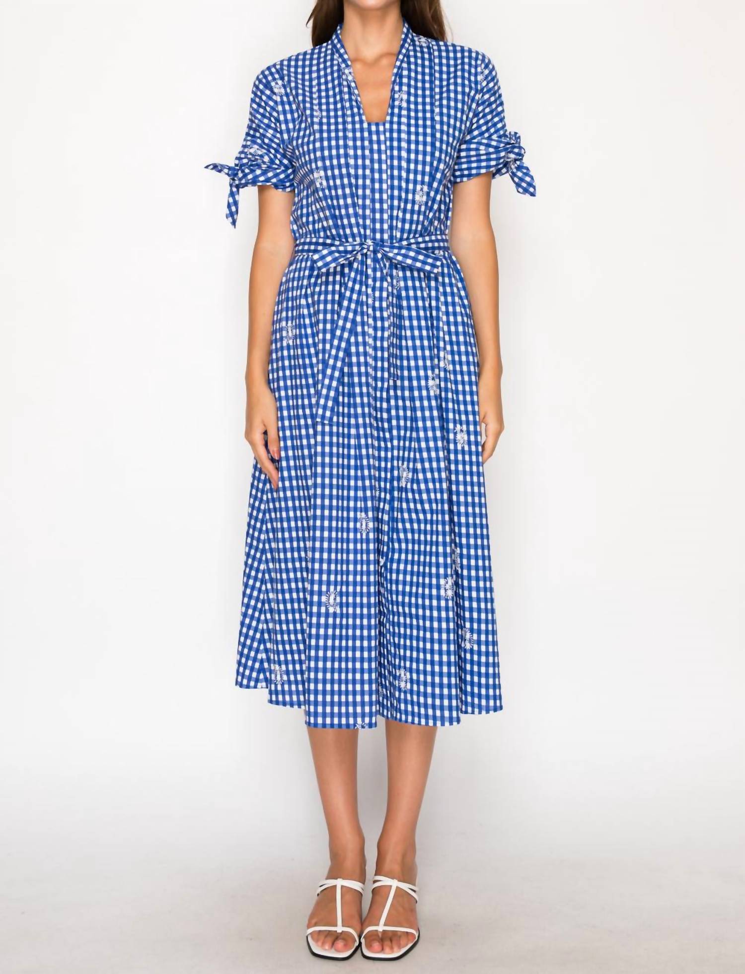 Meet Me In Santorini - Gingham Midi Dress