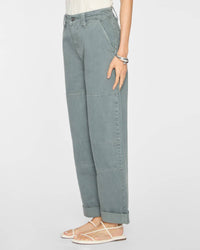 FRAME Cuffed Utility Trouser in slate gray - women's pants - detail view