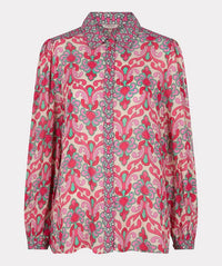 ESQUALO Macy Multi Abstract Floral Print Blouse in pink jade green - women's blouse - view 5