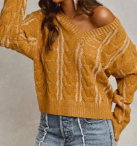 So Me - Two Tone V-Neck Sweater