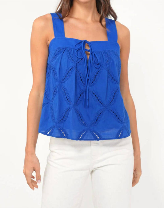 Greylin - Crocker Avenue Embroidered Tie Front Top