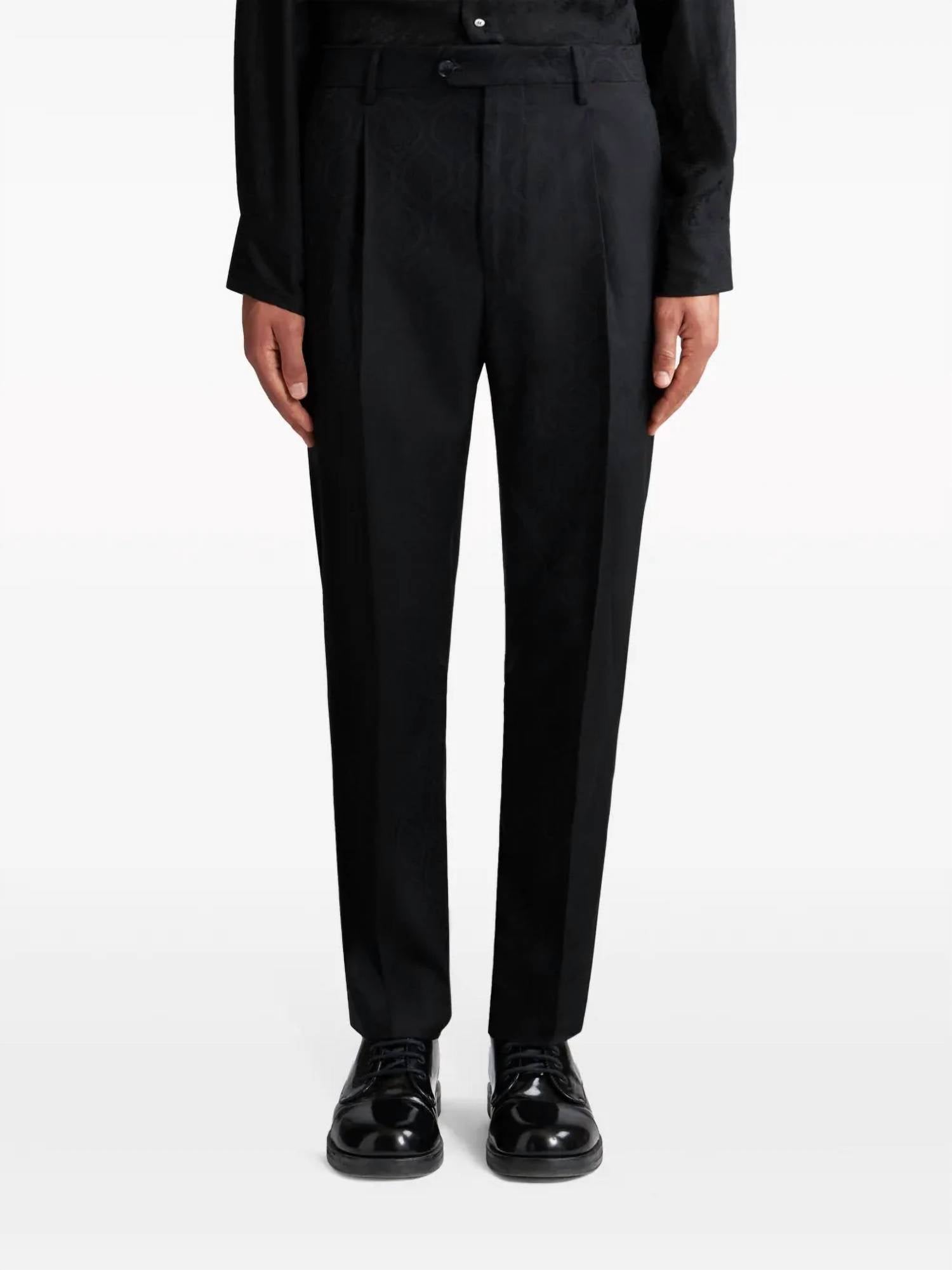 ETRO Paisley Floret Print Straight-leg Trousers in black - men's pants