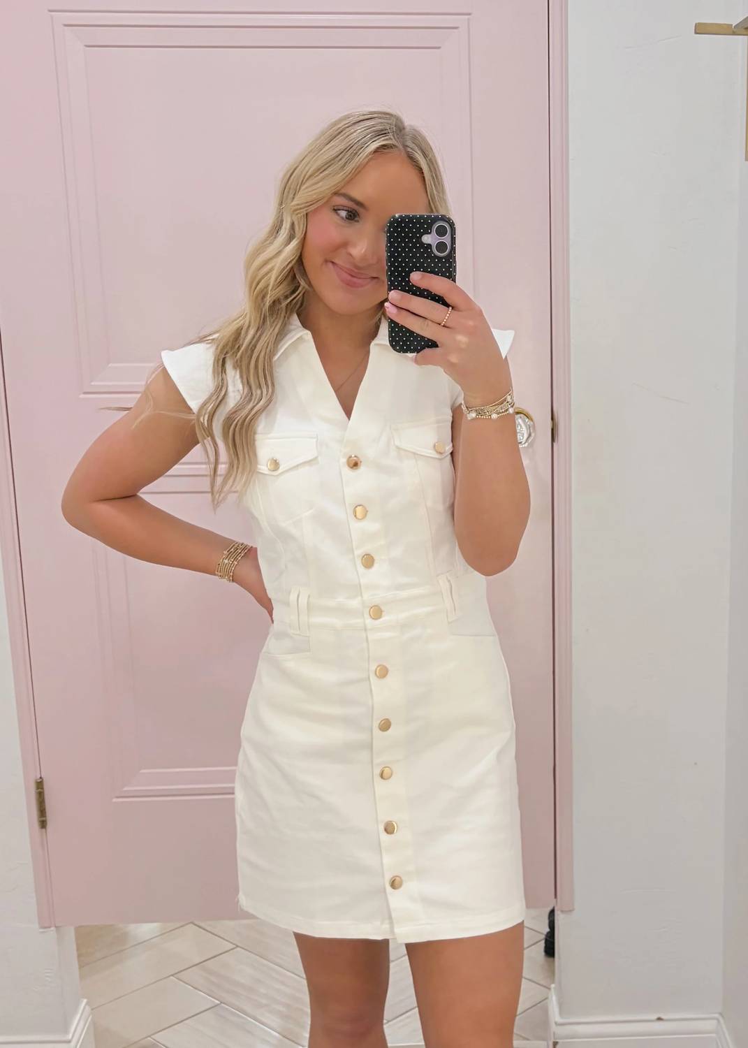 Entro - Darlin Cap Sleeve Button Down Mini Dress