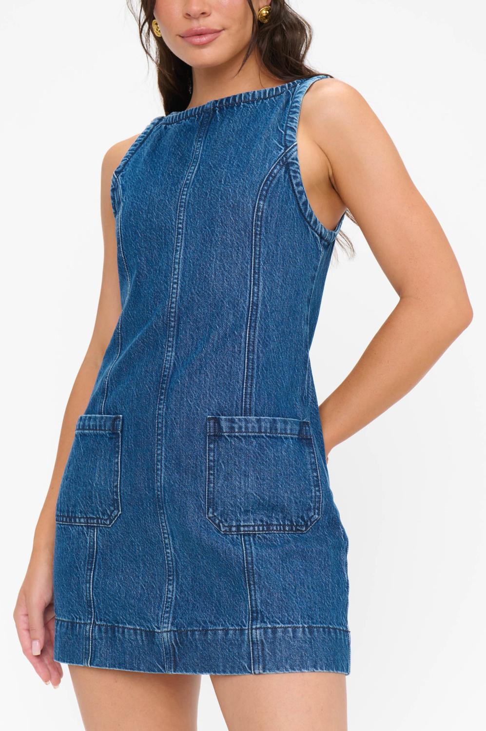 Show Me Your Mumu Boulevard Mini Dress in reservoir blue - women's dress