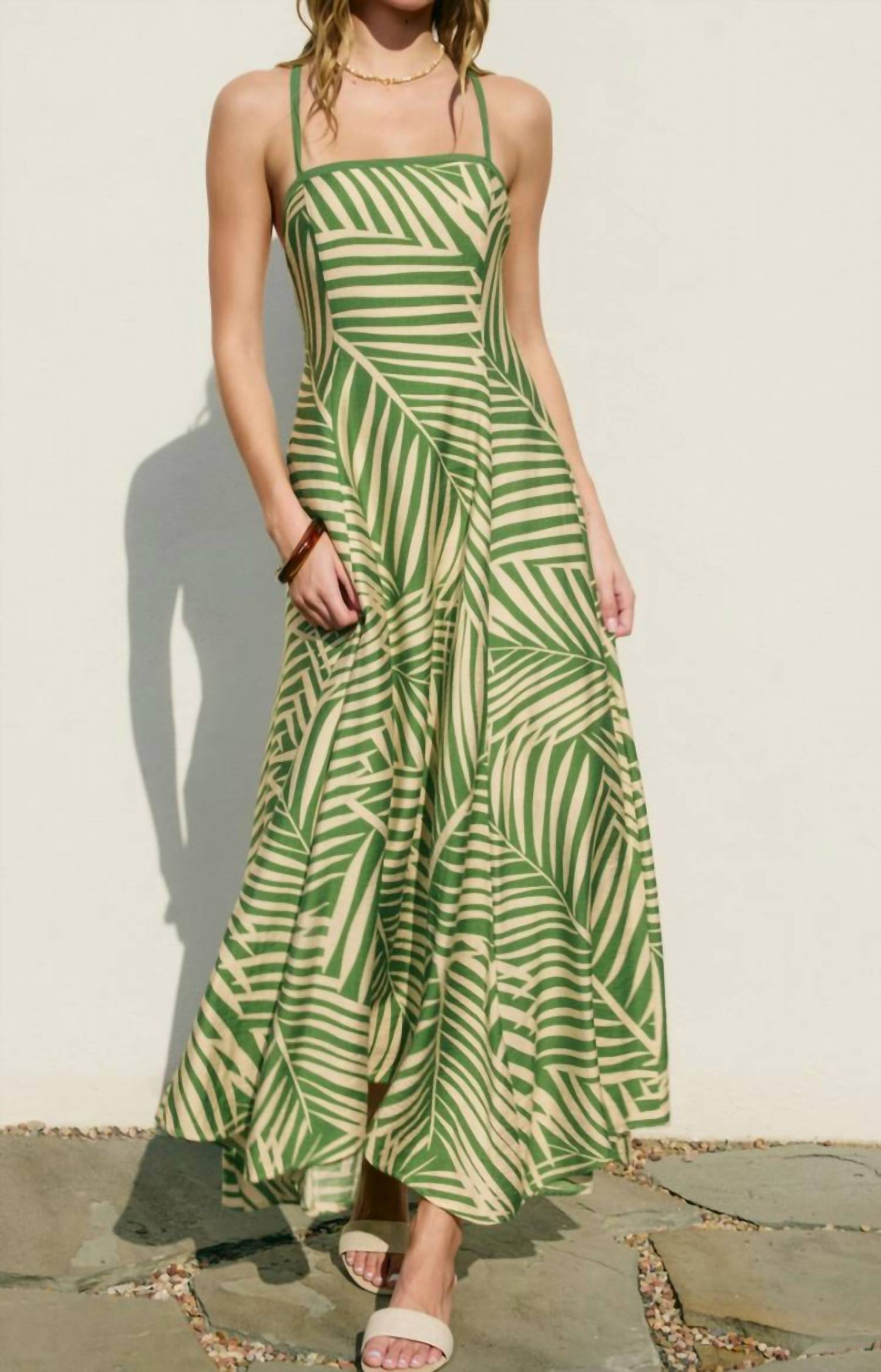 DRESS FORUM Mango Grove Handkerchief Hem Dress in sage cream - women's dress