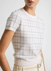 Vince - Plaid Short Sleeve Crew Sweater