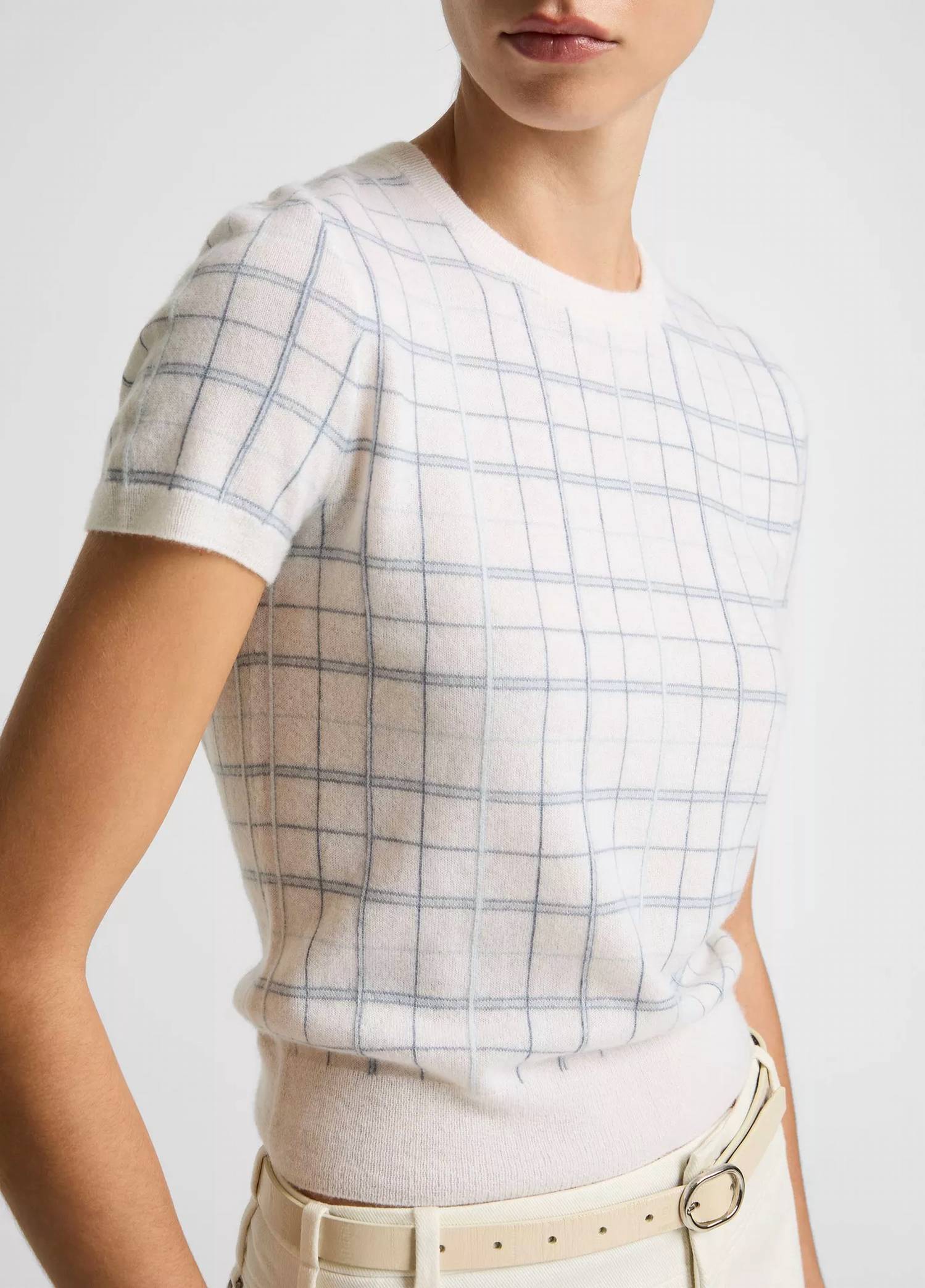 Vince - Plaid Short Sleeve Crew Sweater