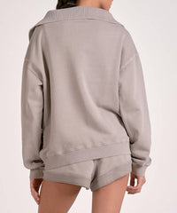 Elan - Quarter Zip Oversized Collar Top