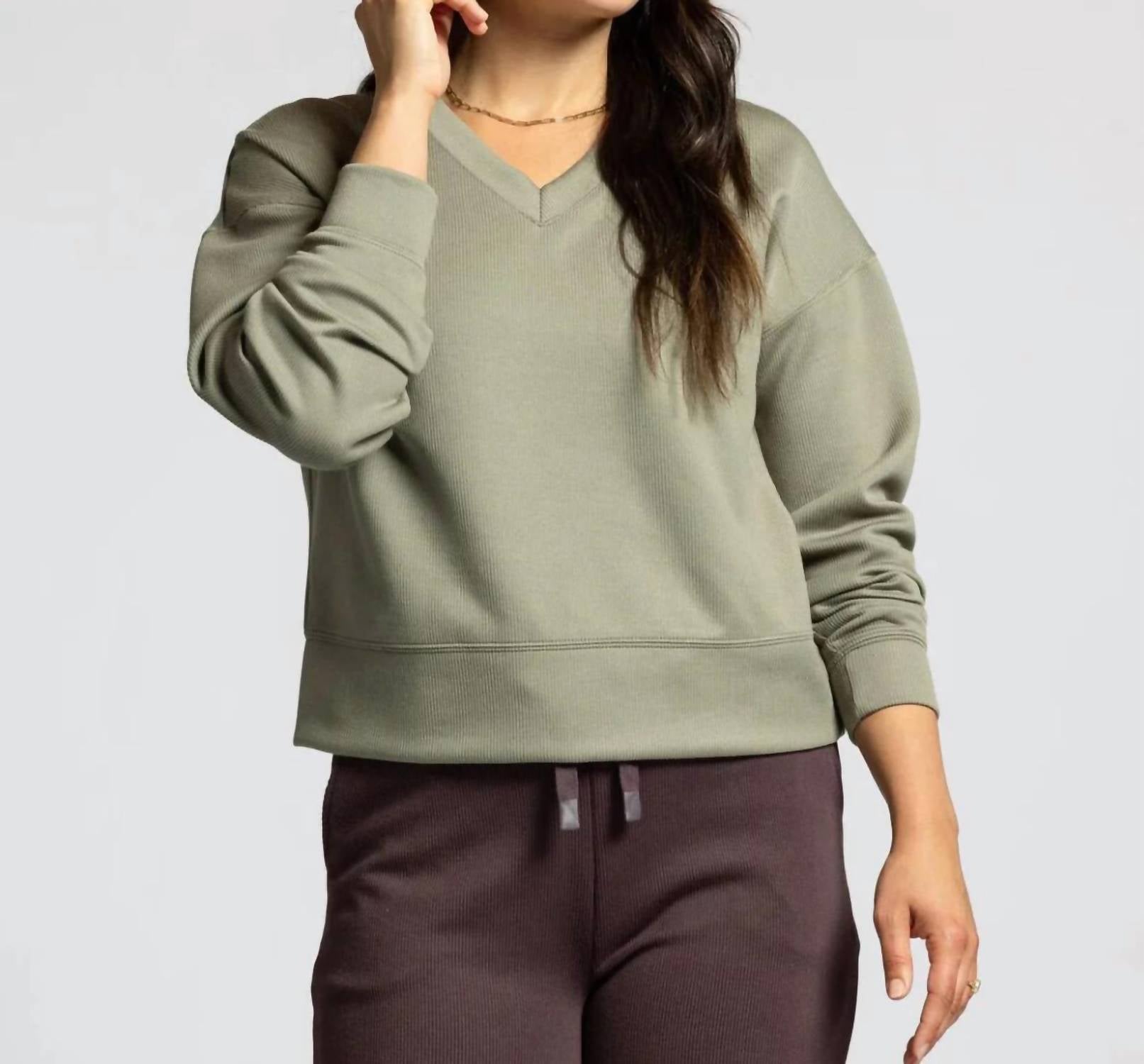 Thread & Supply - V-neck Top And Elastic Waistband Pants Set