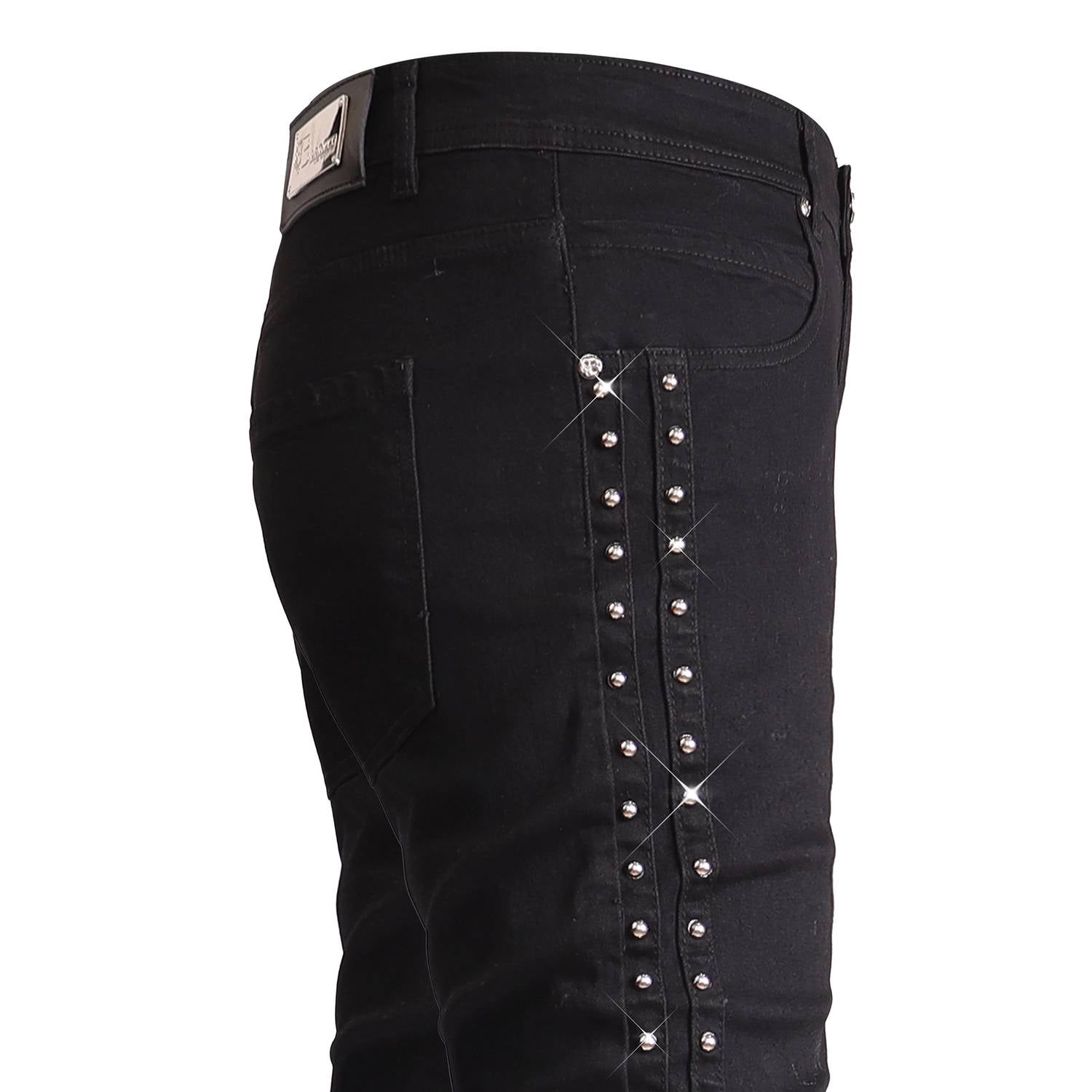 Barocco - Men's Denim Jeans With Studded Sides