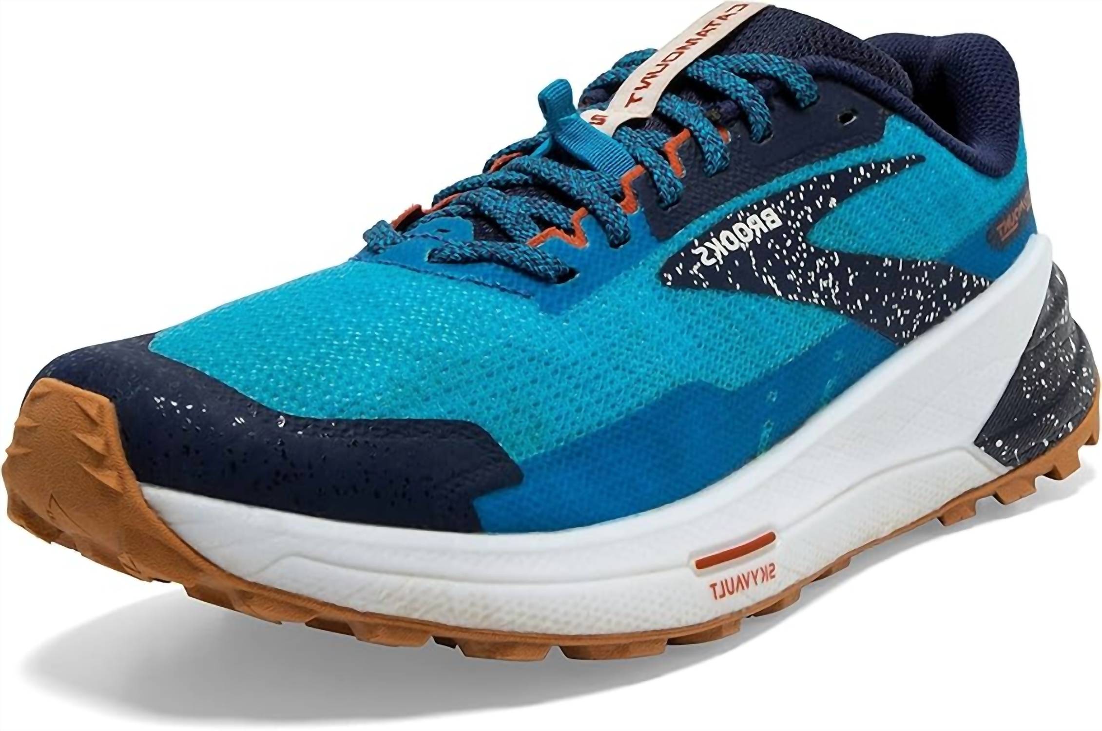 BROOKS Men's Catamount 2 Trail Running Shoes in peacoat atomic blue rooibos - men's shoe - detail view