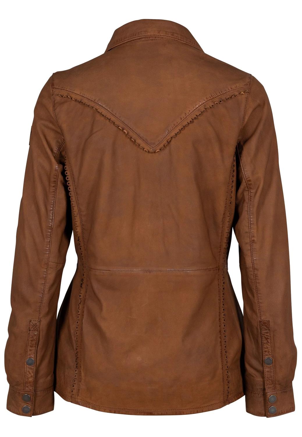 MAURITIUS Melodee Leather Jacket in cognac - women's jacket - alternate view